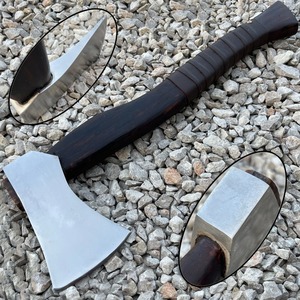 High carbon steel Viking <b>axe</b> Leather wrapped ash <b>handle</b> Rosewood <b>handle</b> <b>axe</b> Handmade <b>axe</b> for men Viking <b>axe</b> gift - Product Image 1