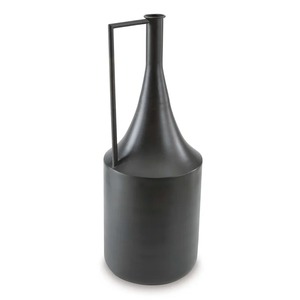 Matte Black Ceramic Vase With Handle Minimalist <b>Tall</b> Cylinder <b>Planter</b> For Modern Home Decor - Product Image 3