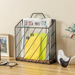 Rustic Industrial <b>Metal</b> Magazine Rack Holder - Vintage Reclaimed Wood Stand Wholesale - Product Image 3