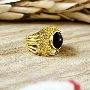 Market Favorite Boho Floral <b>Garnet</b> <b>Ring</b> Tribal Brass <b>Rings</b> Women 18k Gold Plated Floral Vintage <b>Ring</b> Jewelry Wholesale/OEM/ODM - Product Image 1