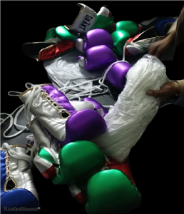Guantes de Boxeo MMA de Cuero Sintético y Cuero Genuino Metálico, con Logotipo Personalizado, con Cordones, para Entrenamiento Profesional, que Absorben la Humedad - Product Image 4