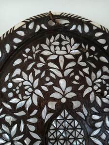 Vintage Mother Pearl Oval Storage Serving <b>Tray</b> Handcrafted Floral Mosaic Decorative Platter Coffee <b>Table</b> Belladec BI-WT98 - Product Image 2