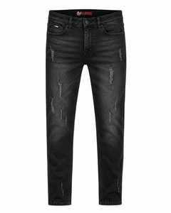 FLY HUMBLE Men's Slim Fit Distressed Straight Leg Denim Jeans <b>Light</b> Blue Ripped Washed Casual Style Mid Waist Cotton Spring - Product Image 2