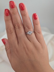 Authentic Moissanite 1CT Princess Cut Floral Cluster <b>Ring</b> For Unisex Original 925 Silver <b>Fine</b> Wedding Party Gift For Bride - Product Image 5