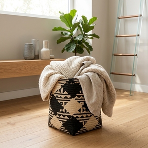 Panier Elog en fibre naturelle tressée, motif tribal, pot de fleurs, jardinière, organisateur décoratif pour la maison, panier à linge - Product Image 2