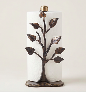 Vintage Leaf Pattern Metal <b>Paper</b> Towel Holder Free Standing Iron Luxury <b>Kitchen</b> And Bathroom Tissue Stand Accessories - Product Image 1