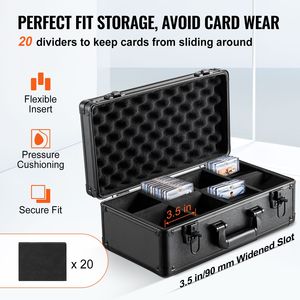 Scatola porta carte graduate PSA da 108 posti con serratura a chiave, 4 scomparti, divisori in schiuma, custodie e borse per carte sportive - Product Image 3