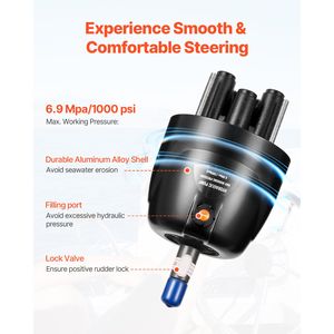 Kit di Sterzo Idraulico Fuoribordo da 150 CV con Volante Marino in PVC da 13,5 Pollici e Sistema Idraulico con Pompa - Product Image 3