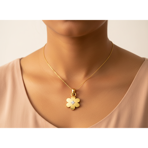 Wholesale 10k <b>Gold</b> Flower <b>Pendant</b> VVS1 Lab Diamond Necklace Custom Jewelry Manufacturer - Product Image 1