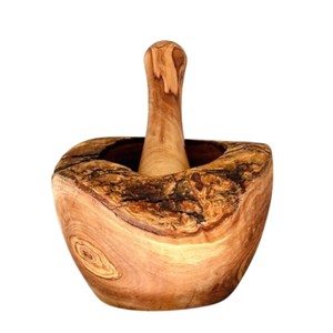 Wholesale Handmade Natural Olive Wood Mortar and Pestle Set Kitchen <b>Herb</b> & Spice <b>Grinder</b> Crusher Wooden Kitchen Accessory - Product Image 3