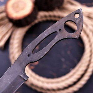 Lame vierge en acier à haute teneur en carbone, style Tanto, ergonomique, avec emmanchement pour les doigts, pour fabrication de couteaux DIY, composant direct usine pour fabricants de couteaux - Product Image 5