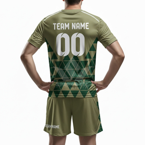 Ensemble de maillots de football personnalisés pour hommes, imprimé géométrique, col en V, manches courtes, évacuation de l'humidité, 100% polyester, uniforme d'équipe personnalisé - Product Image 5