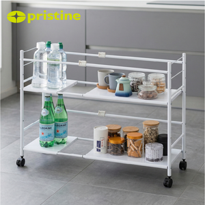 Carrito de Servicio Metálico Moderno de 2 Niveles, Resistente y Fácil de Limpiar, para Cocina y Sala de Estar, Contenedor de Alimentos - Product Image 4