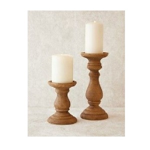 Rustic Wooden Candlestick Holder Handcrafted Eco-Friendly Durable Decorative Farmhouse Centerpiece for Home <b>Office</b> Shelf Tea - Product Image 2