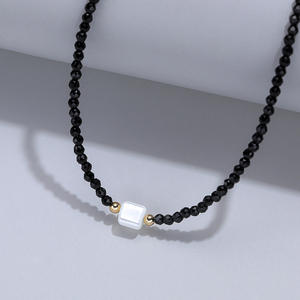 Collar de Clavícula Personalizado Simple Estilo Coreano, Cadena con Colgante de Gato Negro y Concha, Collar de Cristal Negro para Mujer, Dijes de Perlas de Nicho - Product Image 4