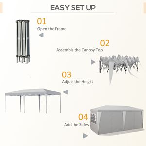 Grande Tenda Pop-up Grigia 20x10 per Esterni, Montaggio Istantaneo con Altezza Regolabile e Pareti Laterali in Rete per Feste e Raduni all'Aperto - Product Image 4