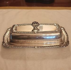 Boîte à beurre rectangulaire en métal style ferme avec couvercle et base métallique, ustensile de cuisine de style campagnard français, support à beurre - Product Image 6