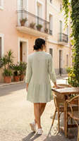 Robe chemise décontractée pour femmes, manches longues, coton et lin, tissu léger, tendance