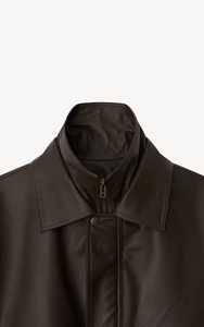 Chaqueta de Cuero Estilo Bomber con Cuello de Doble Capa y Cierre de Cremallera - Product Image 4