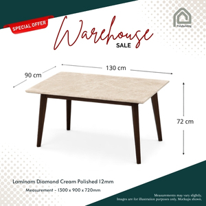 [Promotion entrepôt] Table à manger Laminam Diamond Cream Polished |   Table en pierre frittée de 12 mm |   Meubles de salle à manger modernes de luxe - Product Image 1