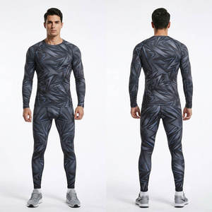 Combinaison de sport pour homme à manches longues, imprimée, col rond, taille élastique, ajustée, respirante, anti-transpiration, séchage rapide, toutes saisons - Product Image 5