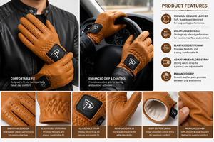 Gants de golf en cuir, longueur poignet, respirants, doublés de coton, style vintage, usage quotidien, quatre saisons, pour les sports de plein air - Product Image 4