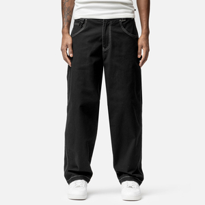 Nuevos pantalones vaqueros de mezclilla de pierna recta holgados con cintura ajustable para hombre, estilo americano, pantalones informales de moda para la calle - Product Image 3