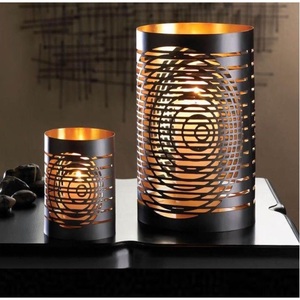 Handcrafted Black Gold Iron <b>Candle</b> Holders Set Cylinder Die Cut Geometric Pattern Home Decoration Durable - Product Image 6