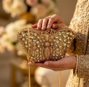 Luxury Pearl Embellished Party Wedding Clutch Bag For Women Bridal Evening Handbag Manufacturer From India - Product Image 1