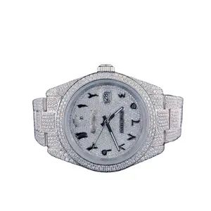 奢华男士冰镇手表，配有男士砂石钻石链和高品质自动机芯畅销产品