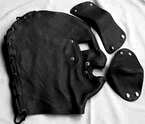 หน้ากากหนังแท้สำหรับฮาโลวีน พร้อมซิปที่ปากและสายรัดด้านหลัง ปรับได้ สีดำล้วน ใช้ได้ทุกฤดู - Product Image 5