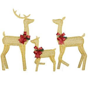3-Piece Weather-Proof Lighted Christmas Reindeer Family Set 2D Outdoor Decorations 3 Christmas Ornaments Elegant Ornament Hom - Product Image 1