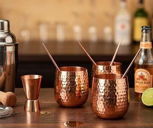 Hammered Copper Moscow Mule <b>Mugs</b> <b>Set</b> For Chilled Cocktails Stylish Drinkware For Kitchen Bar And Party Serving - Product Image 3
