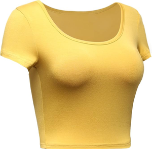 Hot Selling Women <b>Crop</b> <b>Top</b> T-shirt New Design High Quality Nylon/Cotton Breathable Customizable Adults Sizes - Product Image 3