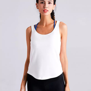 Camiseta sin mangas de punto acanalado para mujer, transpirable, elástica, para fitness, moderna y casual - Product Image 2