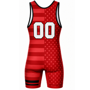 <b>Men</b> Red White Sublimated <b>Wrestling</b> <b>Singlet</b> Digital Print Polyester <b>Wrestling</b> Apparel Match Training Sports Uniform - Product Image 3