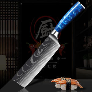 10-Piece Damascus Kitchen <b>Knife</b> <b>Set</b> with Ergonomic Blue Handles - Product Image 4