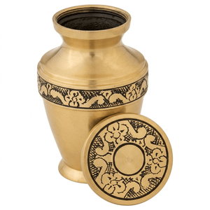 Urnas de Cremación para Adultos de Latón Acabado en Color Púrpura, Duraderas, Doradas con Bandas Grabadas, Capacidad de 200 Pulgadas Cúbicas, Diseño Personalizable - Product Image 3