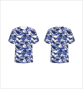 เสื้อยืดผู้ชายลายพรางสีน้ำเงินแบบขายส่ง เสื้อยืดกราฟิกคุณภาพสูง พิมพ์ลายแบบซับลิเมชั่น เสื้อผ้าสตรีทแวร์ลายพรางสำหรับผู้ชาย จำนวนมาก - Product Image 1