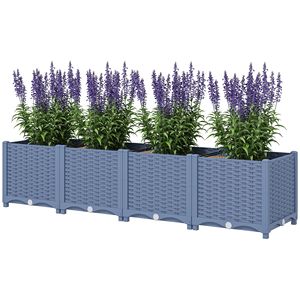 Fioriera rialzata in plastica blu 5 x 1 x 1 piede per esterni, rustica, con fori di drenaggio per ortaggi ed erbe aromatiche - Product Image 1