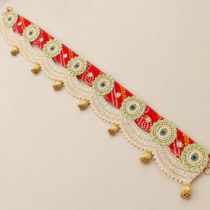 Bandhanwar de Perlas Rojas Hecho a Mano, Colgante para Puerta, Encaje Latkan, Decoración Festiva para el Hogar, Bodas y Diwali - Product Image 5