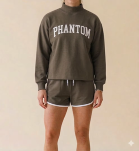 Conjunto de moda premium para mujer, de invierno, con cuello simulado, forro polar, algodón suave, transpirable, cómodo, estilo relajado, elegante, servicio personalizado - Product Image 1