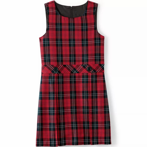 Girls Plaid Sleeveless School <b>Dress</b> Woven Fabric Red <b>Black</b> Checkered School Girl <b>Pinafore</b> <b>Dress</b> Uniform - Product Image 3