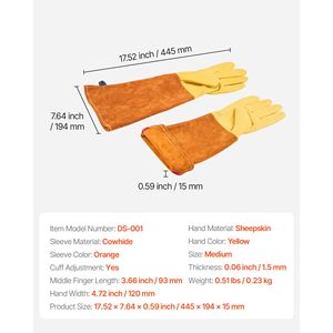 Guanti da Giardinaggio Resistenti alle Spine e alle Forature con Polsino Elastico, Guanti Lunghi 17,5 Pollici per Potatura Rose - Product Image 6