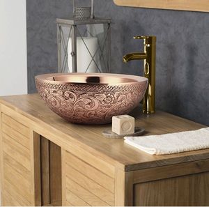 Lavabo de Cobre Sofisticado Hecho a Mano, Accesorio Decorativo para Baño, Lavabo Premium, Solución Elegante para Diseño de Interiores - Product Image 2