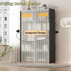 Armadio Portatile 61FT H Antipolvere a 5 Ripiani con Tenda in Plastica, Scaffale Portaoggetti a 10 Scomparti e Unità Organizzatrice - Product Image 3