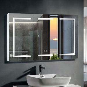 Mobile da Bagno a Parete Bianco a 3 Ante con Specchio LED - Product Image 3