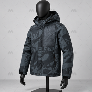 <b>Men's</b> Hooded Windproof Thin Casual <b>Jacket</b> Zipper Closure Removable Hat <b>Camo</b> Pattern Worsted Fabric Outdoor Leisure Spring - Product Image 4