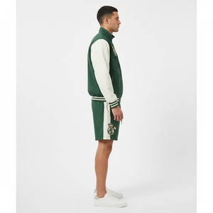 Custom Logo Plus Size <b>Men</b> Windbreaker Tracksuit Set Patchwork Zip Up Streetwear Jogger <b>Jacket</b> & Shorts Set Satin Fabric Casual - Product Image 2