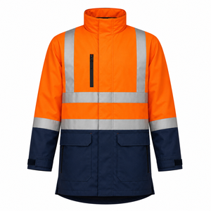 Chaqueta de Seguridad Reflectante de Alta Visibilidad, Resistente al Agua, Naranja Marino, Unisex, Ropa de Trabajo, Personalizable, OEM, Venta al Por Mayor, Impermeables Industriales - Product Image 1